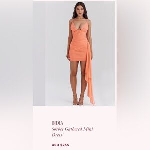 Elegant Orange Ruched Dress